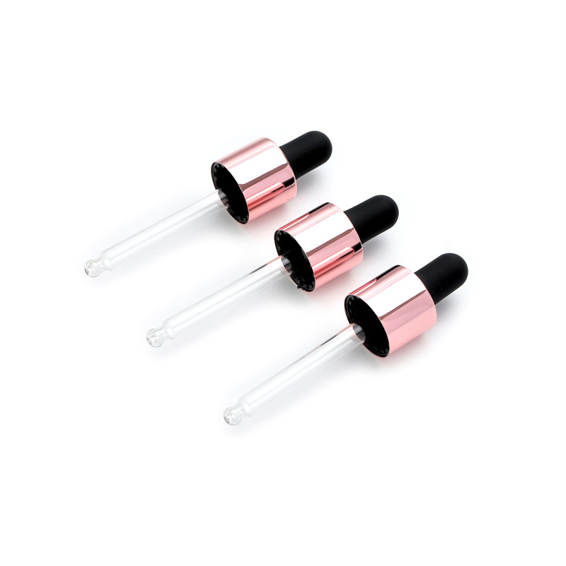 18/415 rose gold aluminum shell glass dropper for Essential oil package