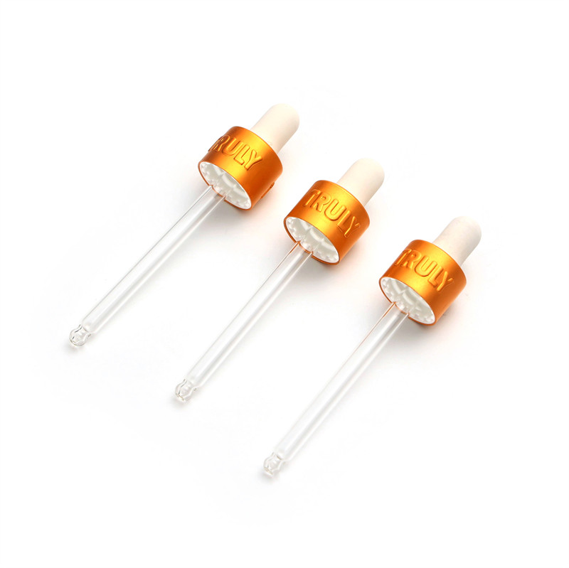 13/410 aluminum shell glass dropper with glass pipette and teat for small glass bottle